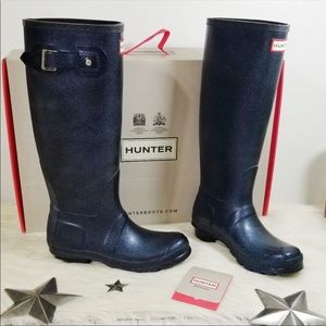 Hunter Rain Boots- blue glittery ones